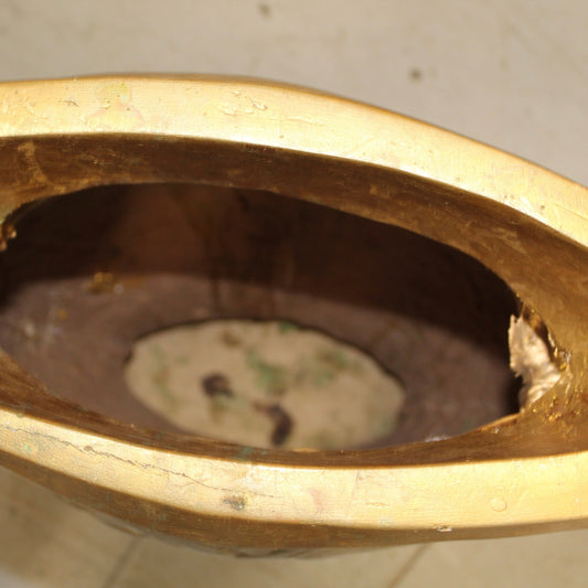 Large Decorative Silver Painted Floor Vase with Gold Scroll Floor