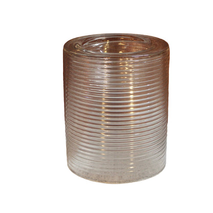 Vintage Ribbed Glass Bowl: Large Clear Cylindrical Vase