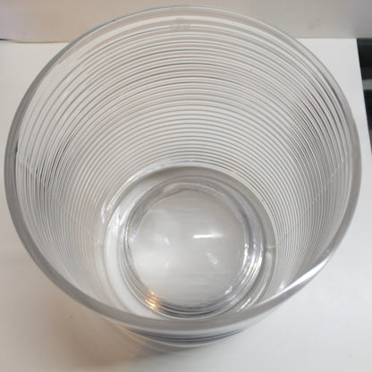 Vintage Ribbed Glass Bowl: Large Clear Cylindrical Vase