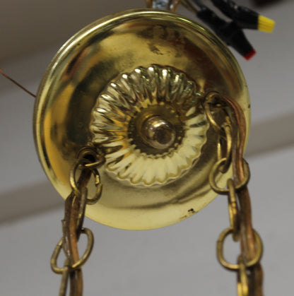 1960s Regency Double Swag Lamps | Pineapple Cut Glass Shades