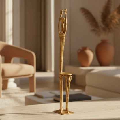1970's Abstract Gold Glit Greek Goddess Candle Holder