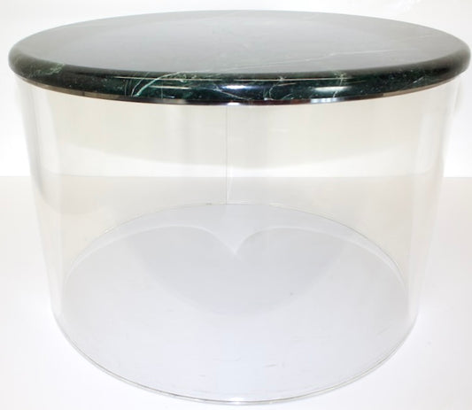 MCM Round Green Marble & Lucite Side Table