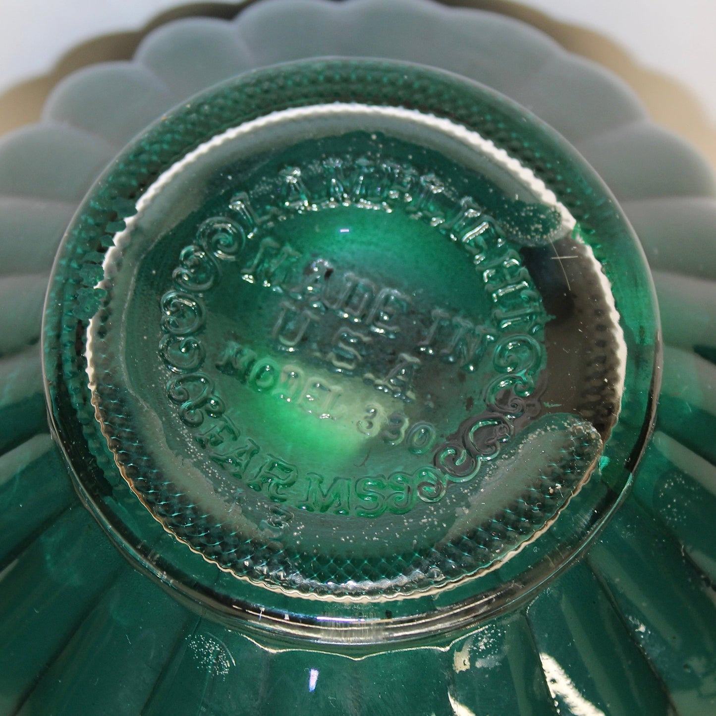 Vintage Lamplight Farms Dark Green Glass Oil Lamp USA