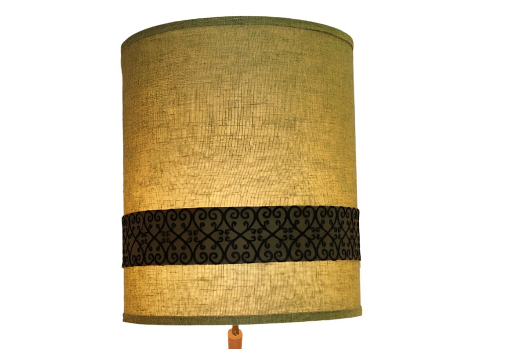 MCM Green and Black Burlap Lampshade