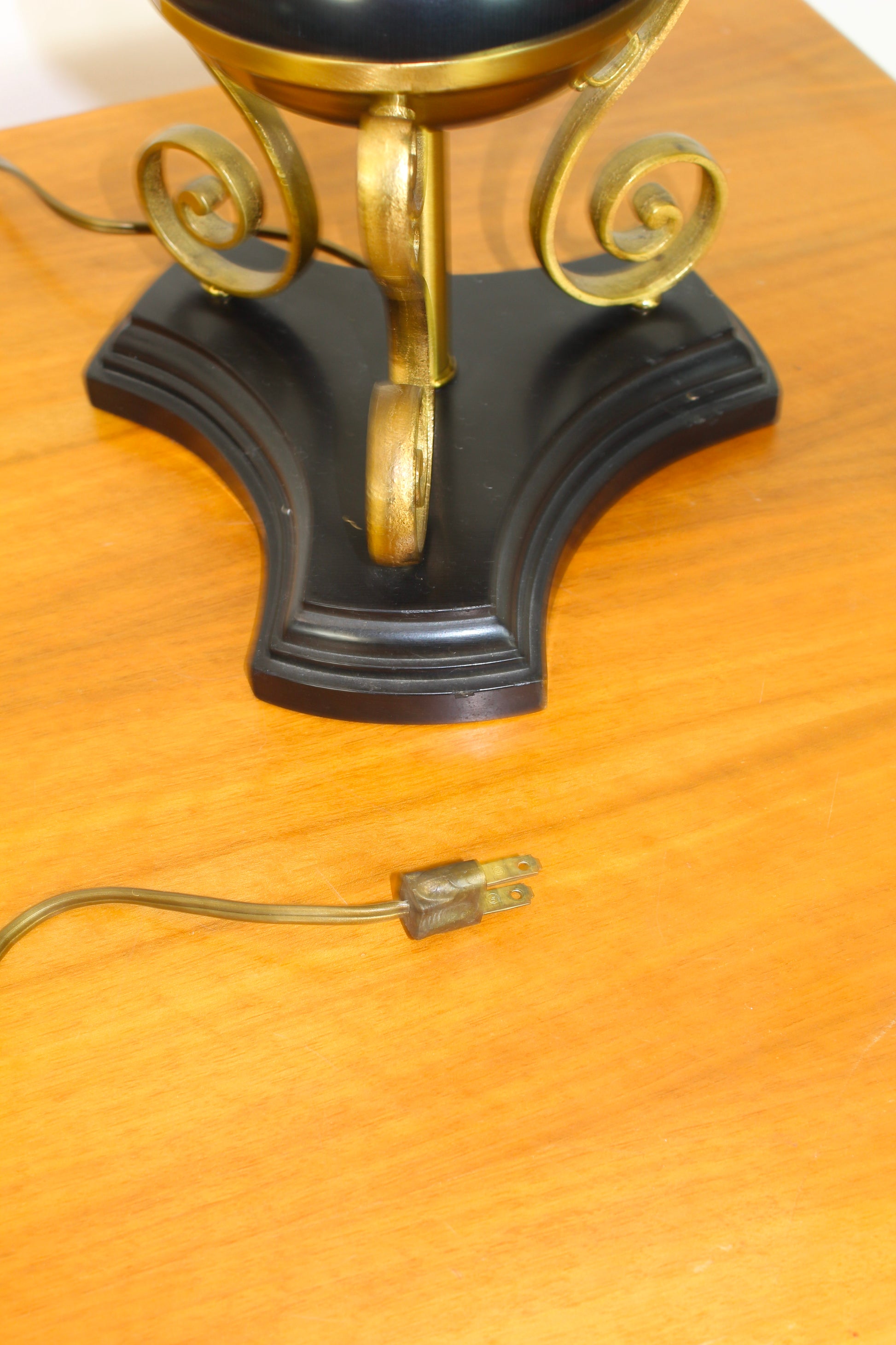 Large Black table lamp with crystal and gold accents