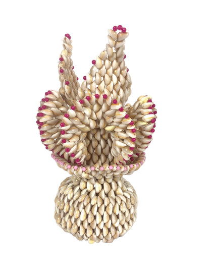 Vintage Folk Art Ruffled Cowrie Puka Sea Shell Vase | Trompe L’oeil