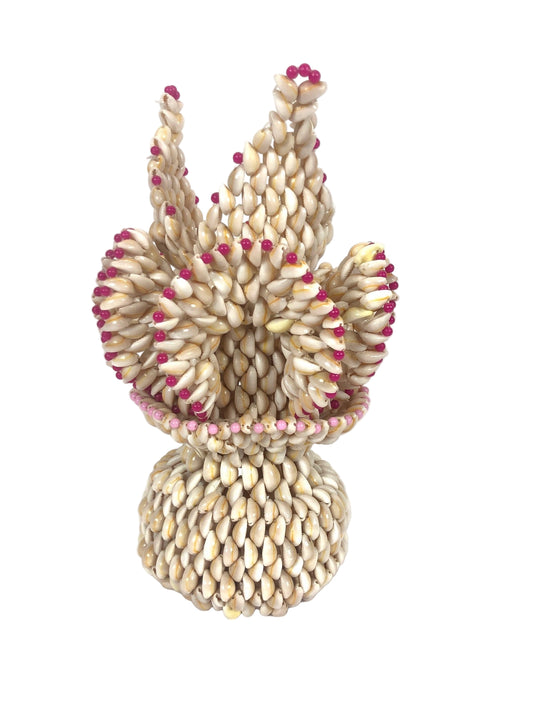 Vintage Folk Art Ruffled Cowrie Puka Sea Shell Vase | Trompe L’oeil