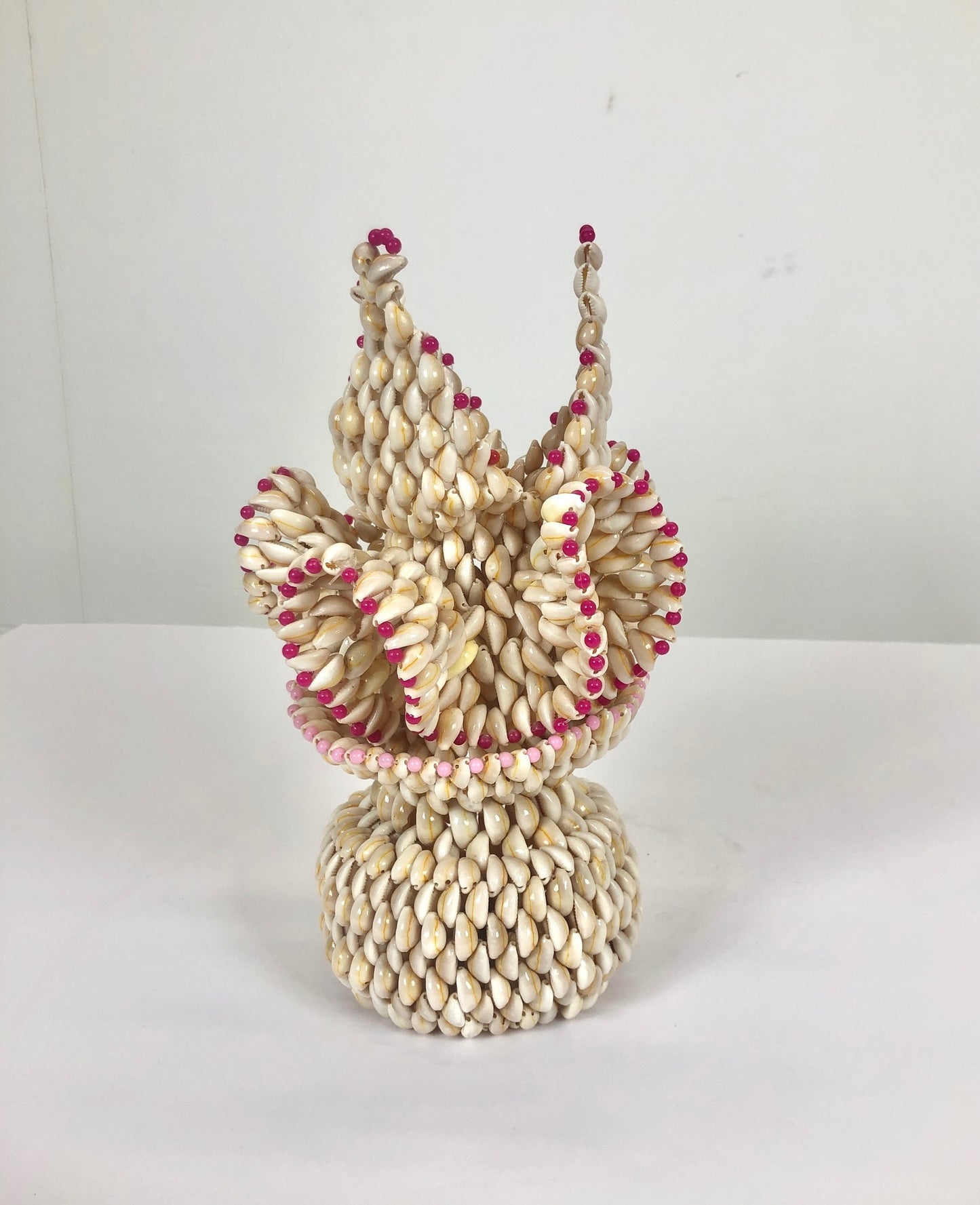 Vintage Folk Art Ruffled Cowrie Puka Sea Shell Vase | Trompe L’oeil