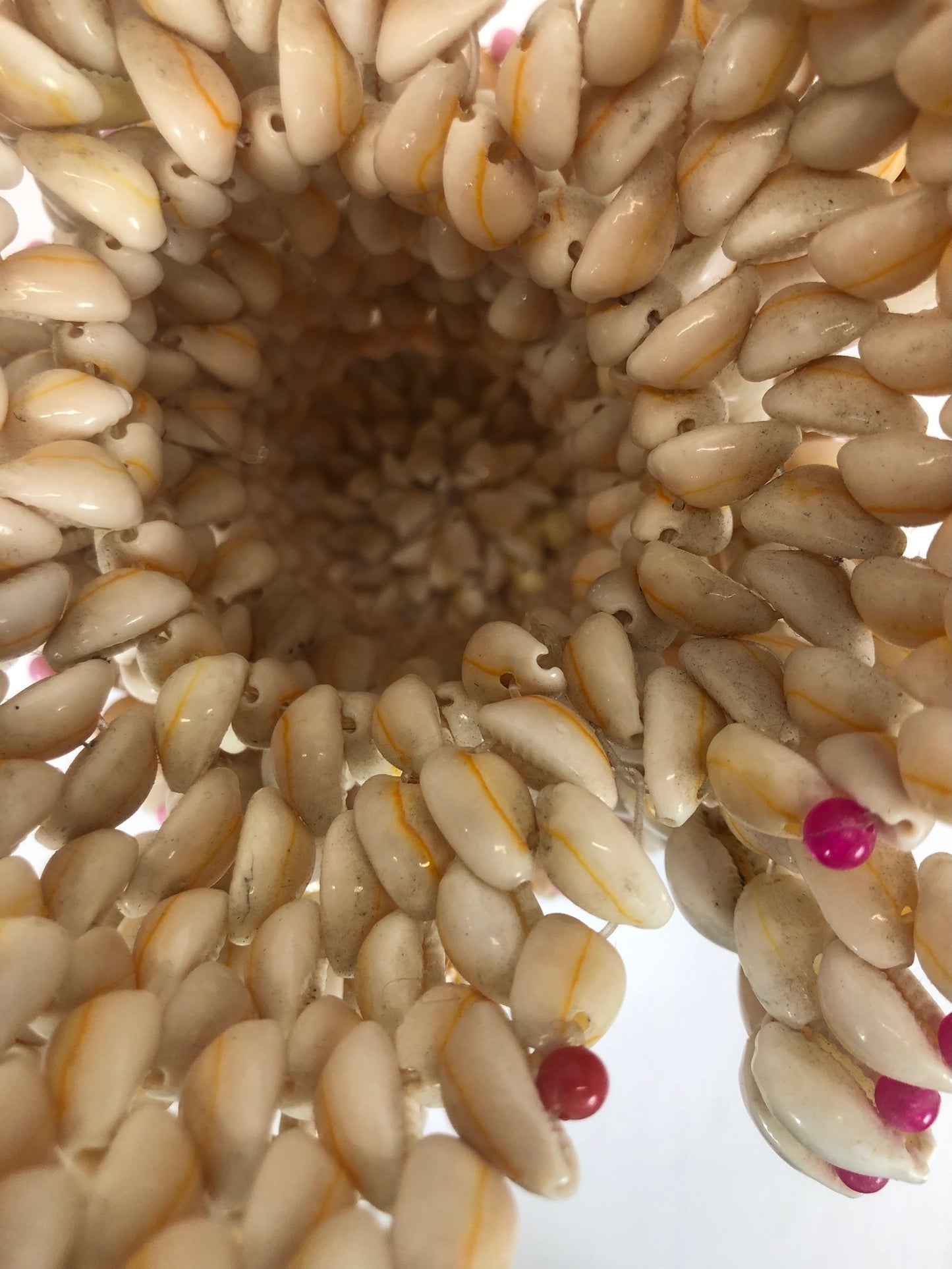 Vintage Folk Art Ruffled Cowrie Puka Sea Shell Vase | Trompe L’oeil