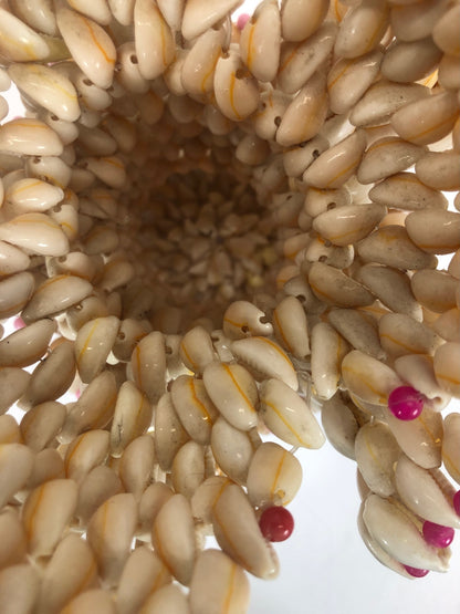 Vintage Folk Art Ruffled Cowrie Puka Sea Shell Vase | Trompe L’oeil