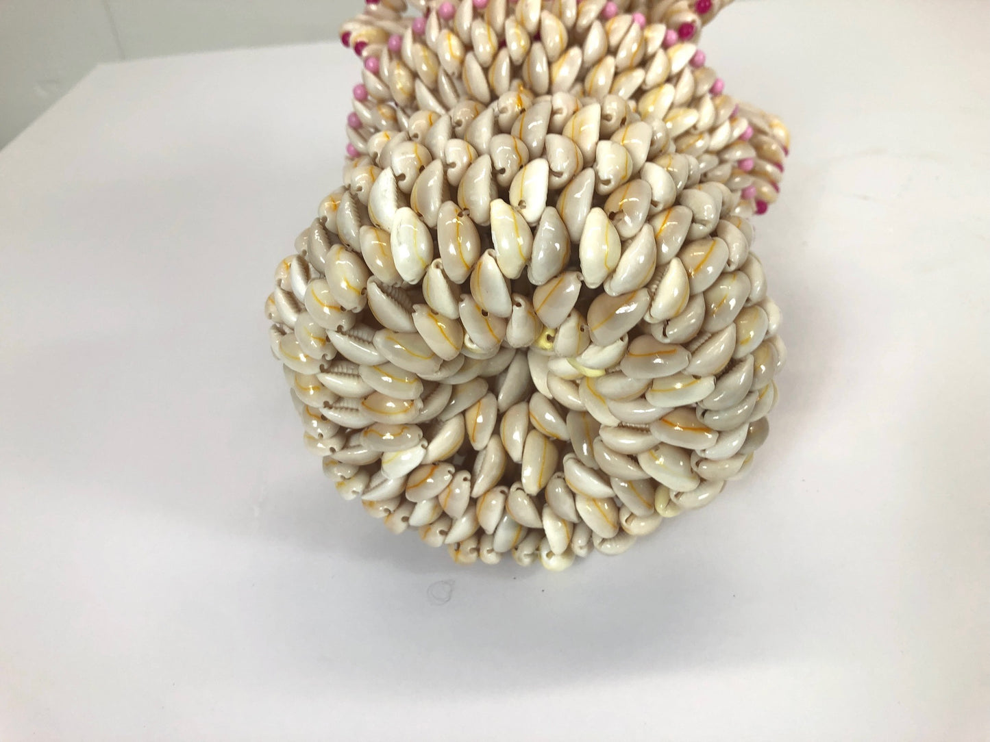 Vintage Folk Art Ruffled Cowrie Puka Sea Shell Vase | Trompe L’oeil