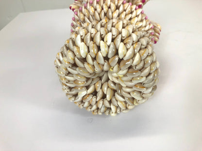 Vintage Folk Art Ruffled Cowrie Puka Sea Shell Vase | Trompe L’oeil