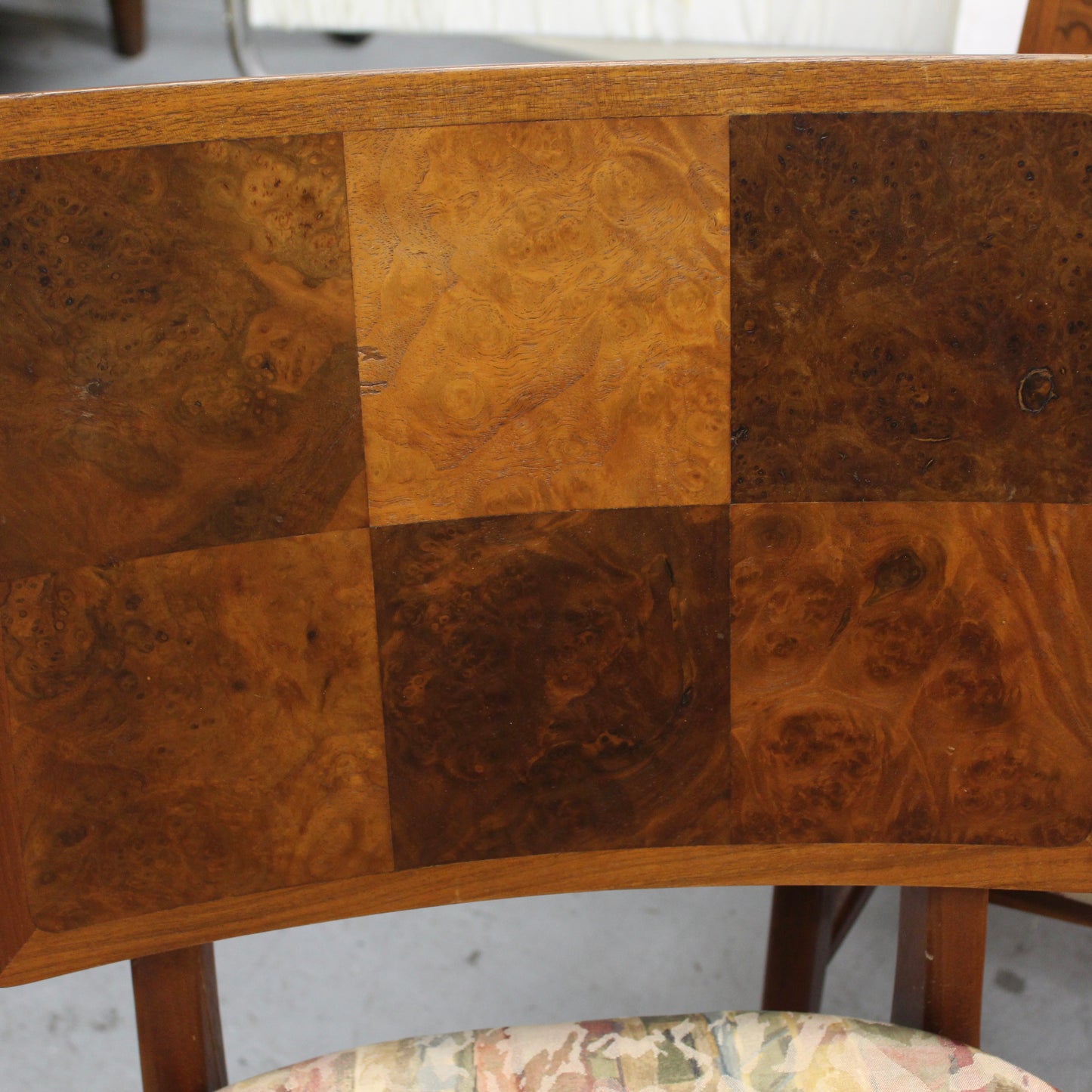 4 Mid Century Modern Parquet Wood Dining Chairs