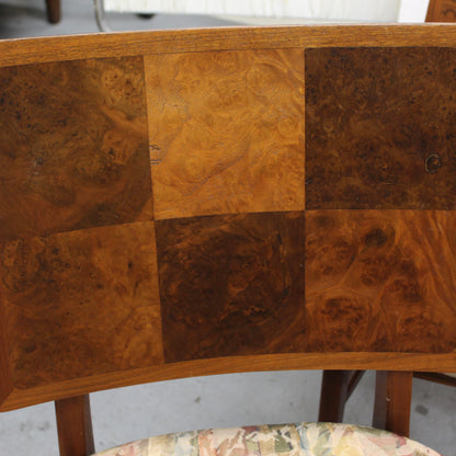 4 Mid Century Modern Parquet Wood Dining Chairs