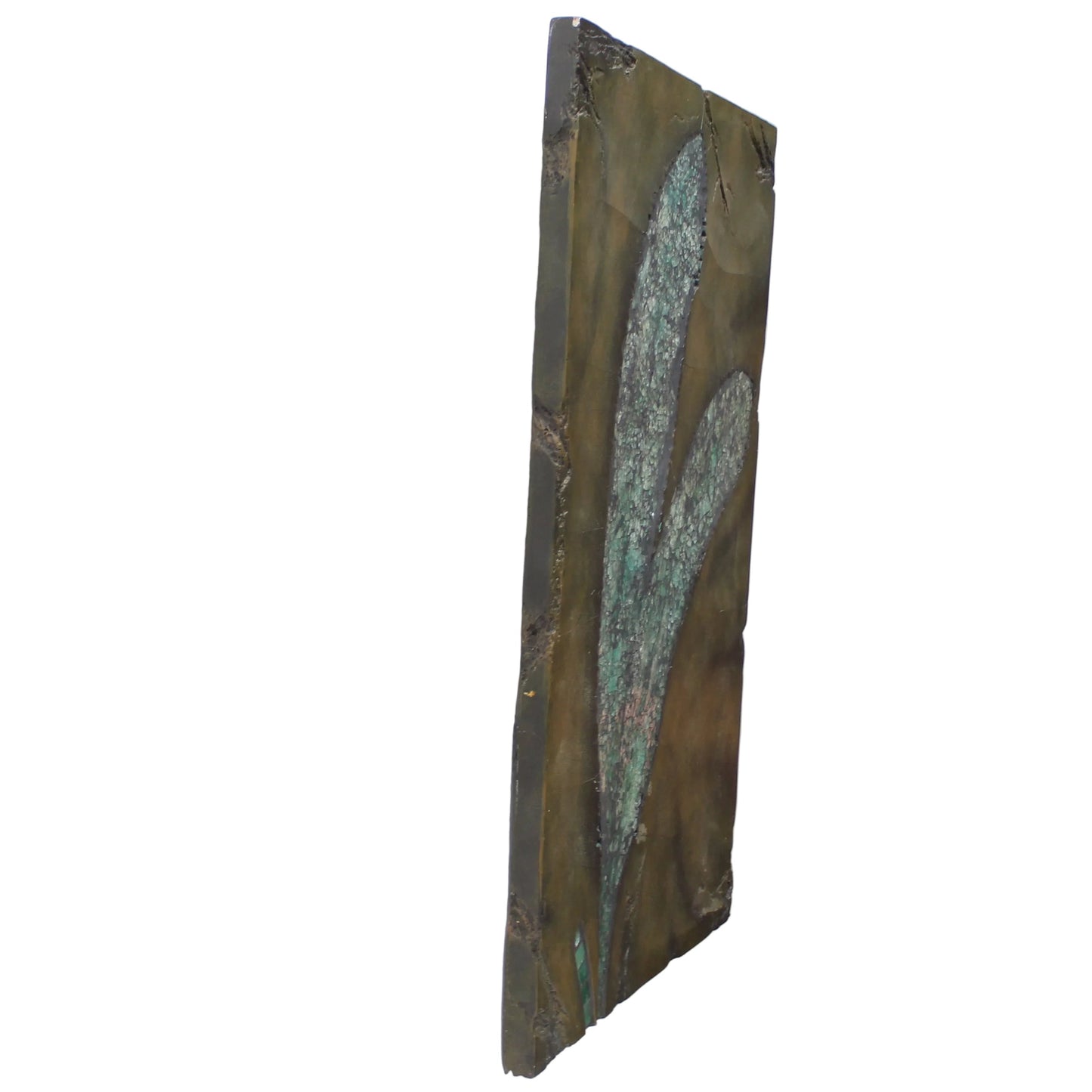 Rectangular resin with crushed glass leaves 