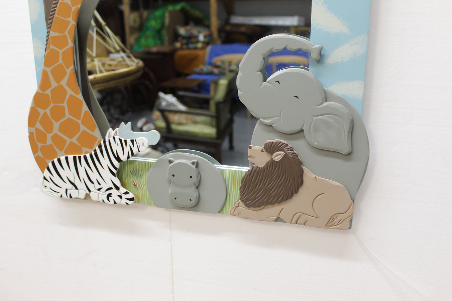 Children' mirror with safari animals zebra hippo lion elephant giraffe