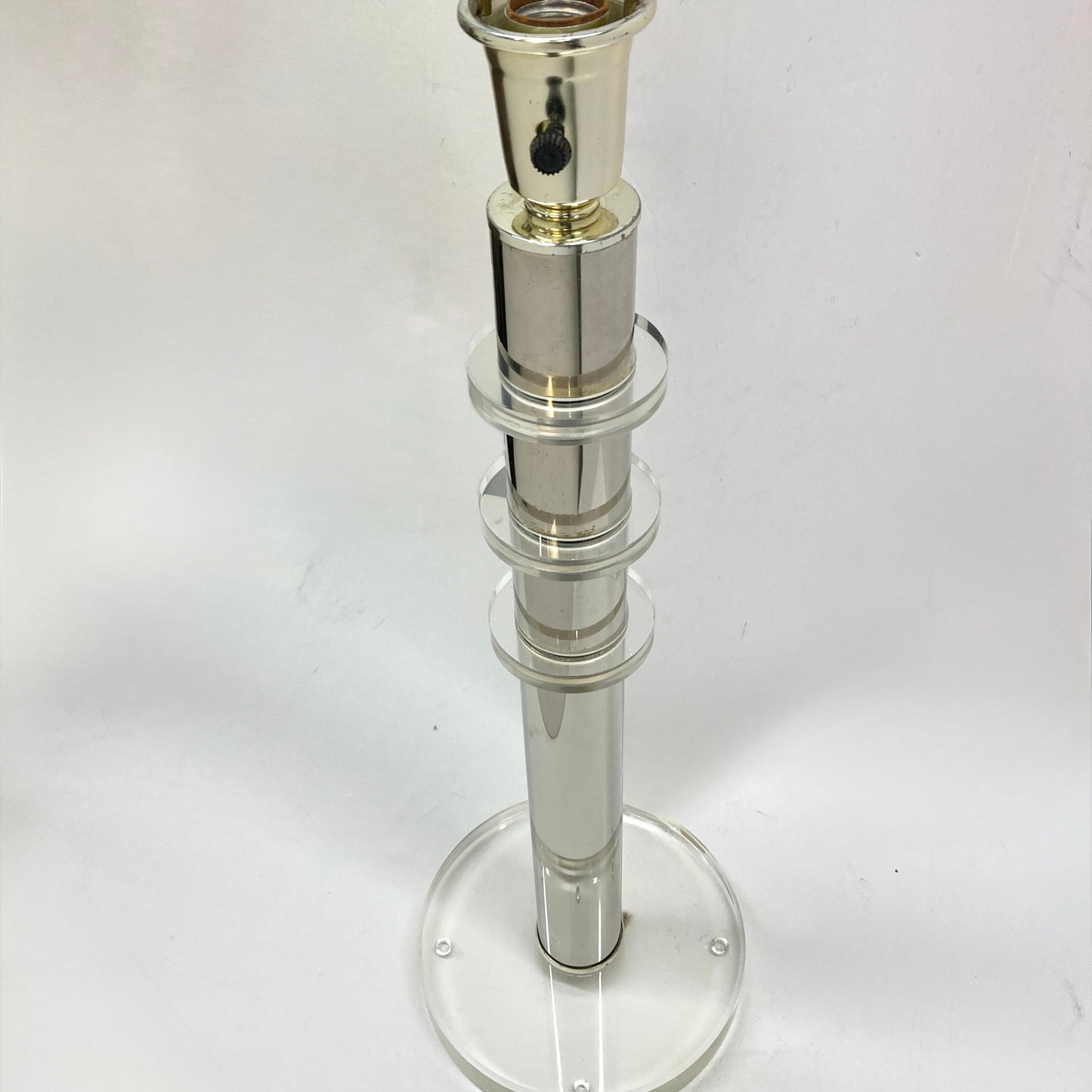 Vintage Karl Springer Style Table Lamps with Lucite Rings