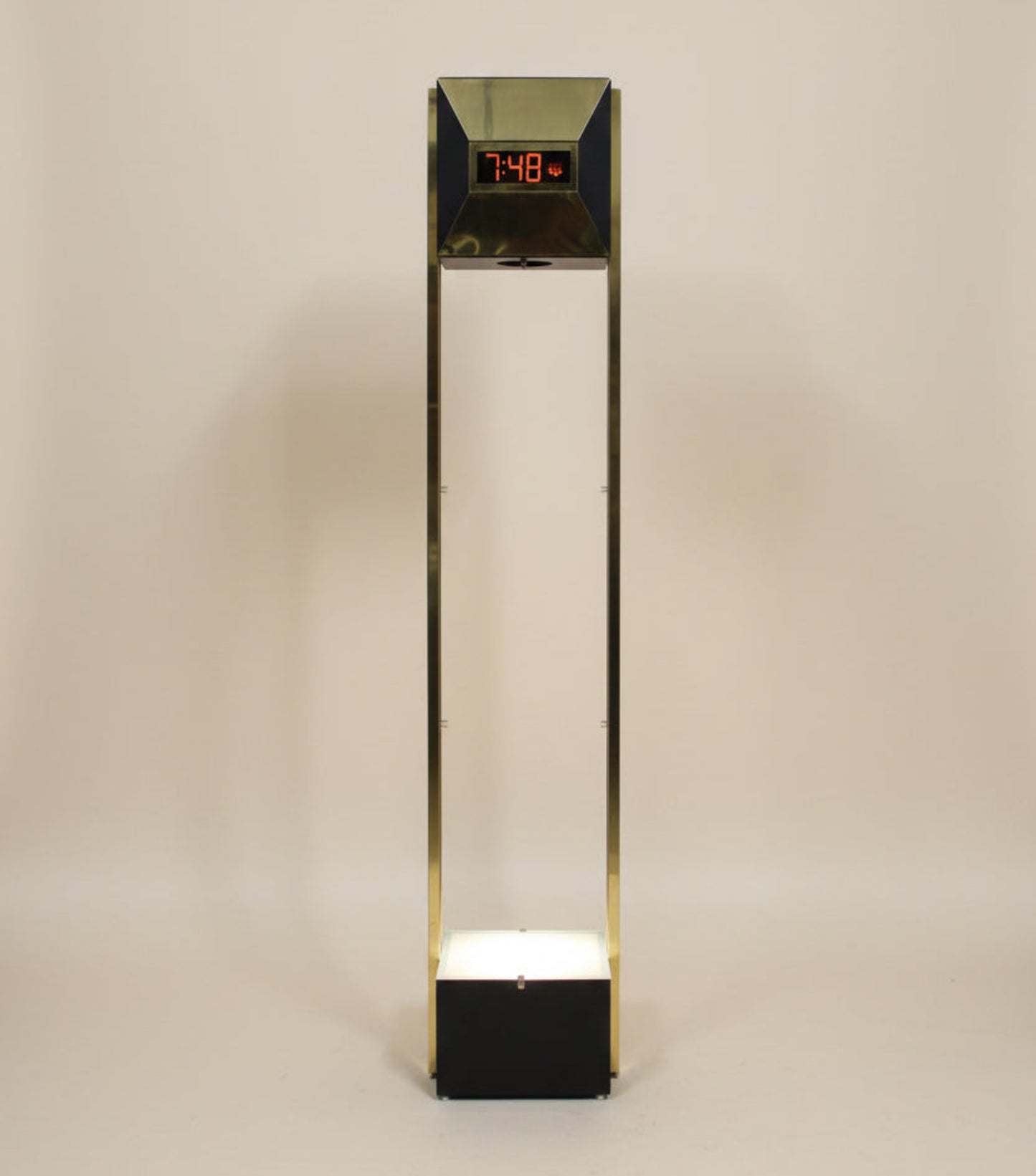 Vintage Postmodern Brass Tower Floor Clock