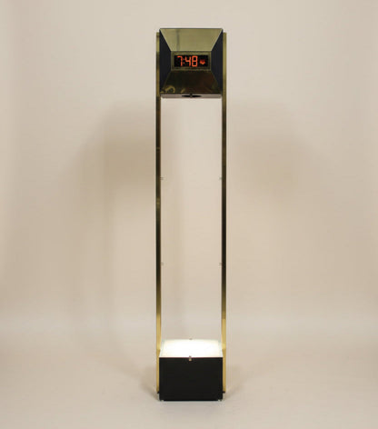 Vintage Postmodern Brass Tower Floor Clock