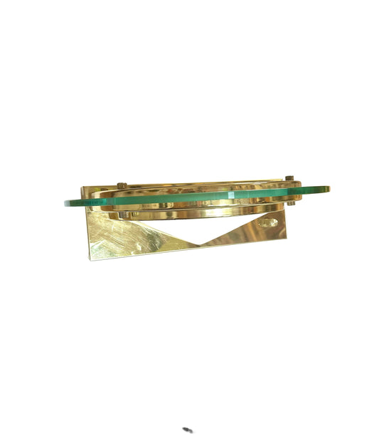 Lightolier Brass & Glass Postmodern Halogen Wall Sconce