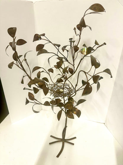 1979 Curtis Jere Bird's Nest in Copper Tree Tabletop Sculpture
