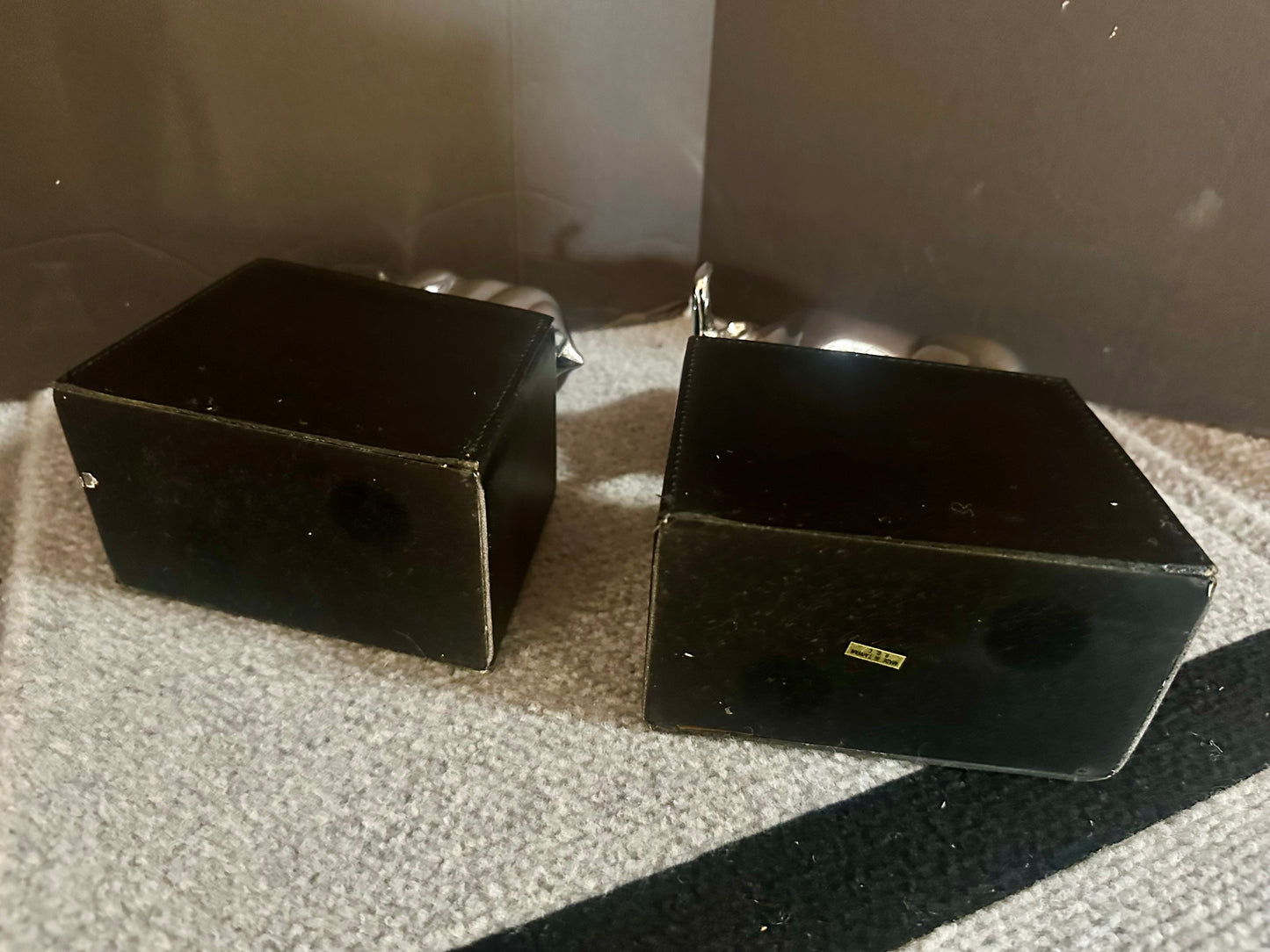 Polished Chrome Bull and Bear Bookends Paperweights Wall Street