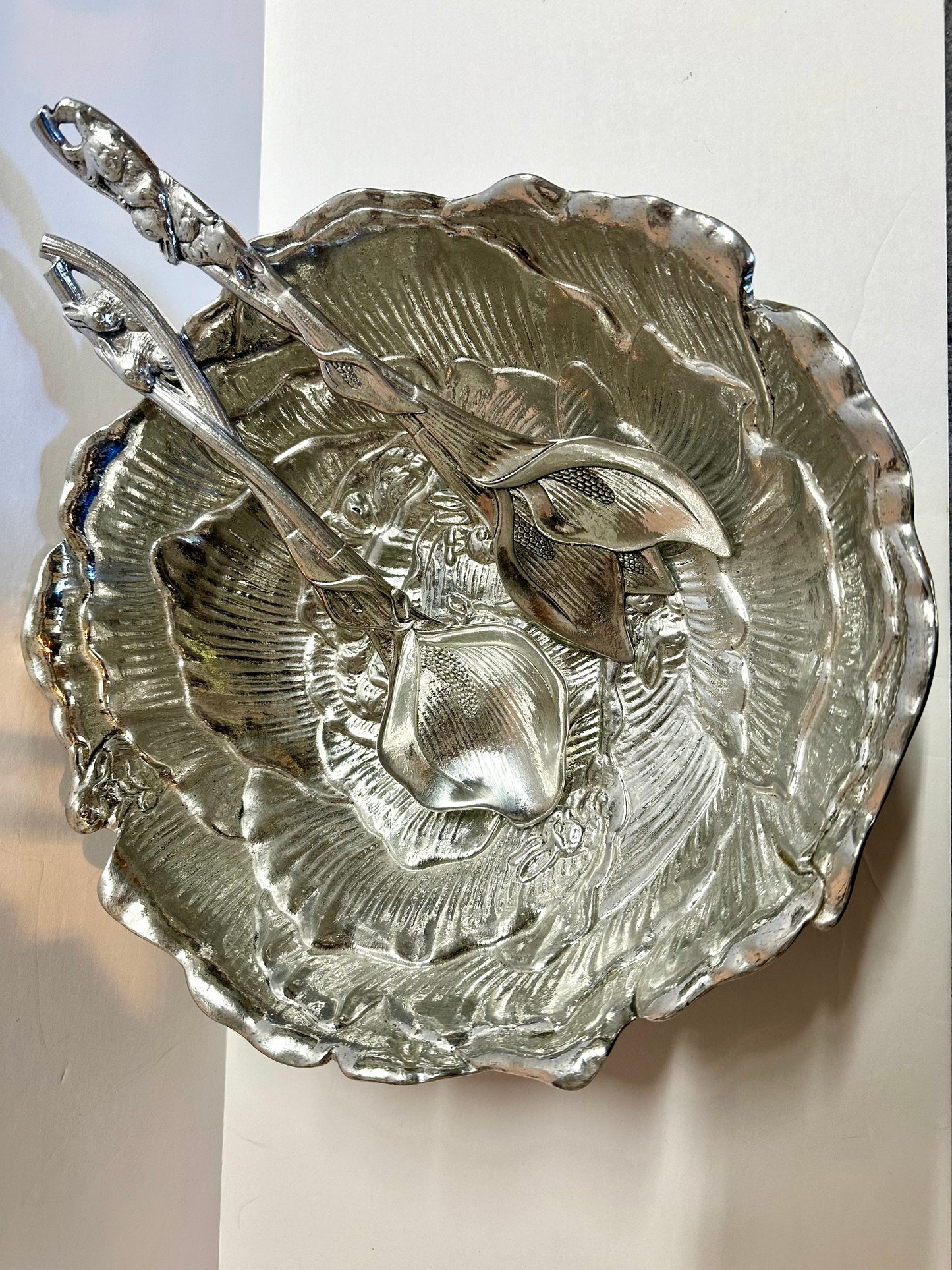 Vintage Arthur Court Bunny Salad Bowl with Bunny Serving Utensils