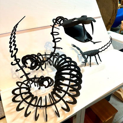 Black Iron Sculptural Snake & Scorpion | Set of 2