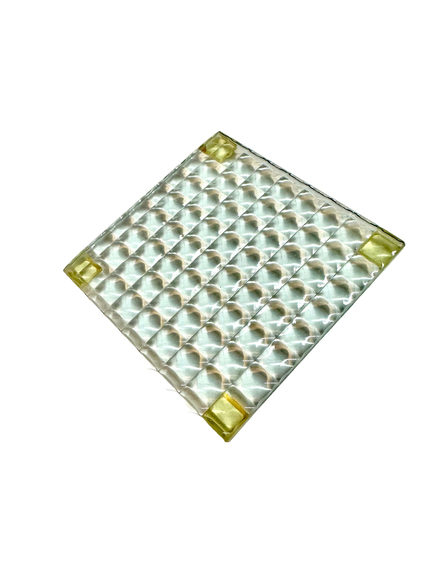 square glass drink coaster with  diamond pattern 