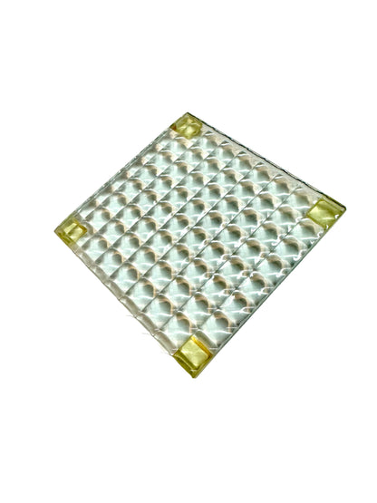 square glass drink coaster with  diamond pattern 