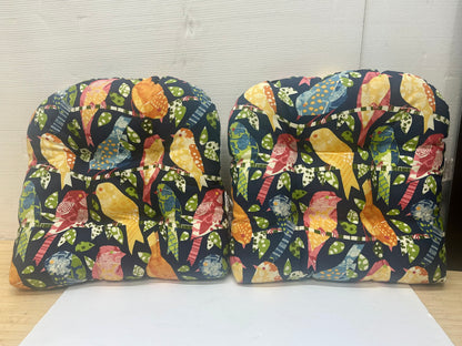 Pair (2) Button Tufted Seat Cushions by Pillow Perfect