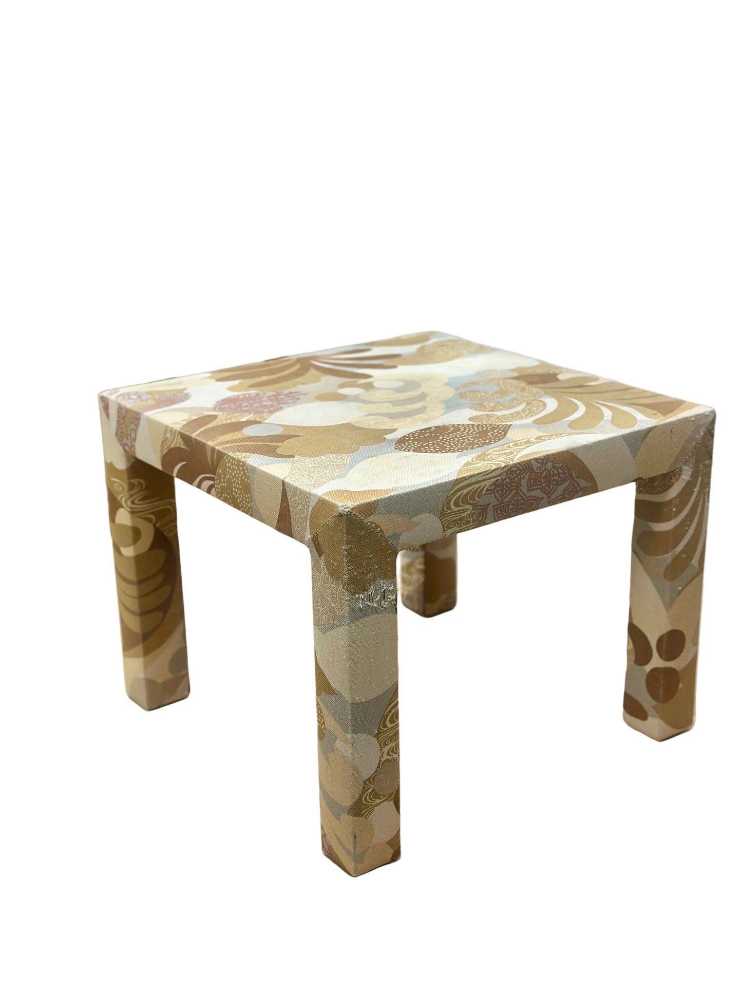 Vintage 60s Mod Fabric Covered Square Side Table