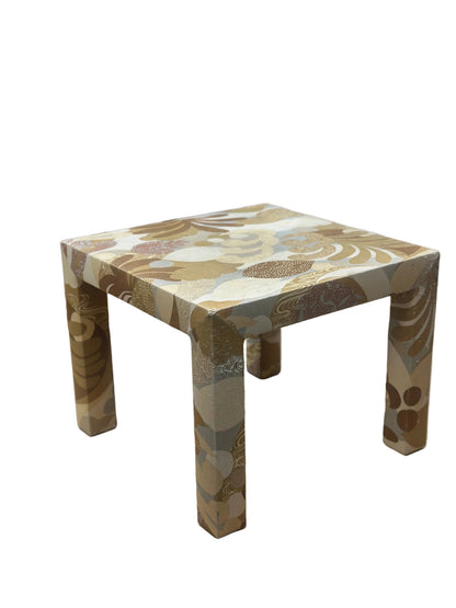 Vintage 60s Mod Fabric Covered Square Side Table