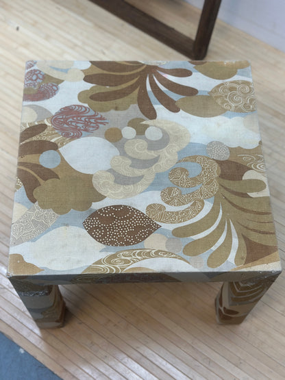 Vintage 60s Mod Fabric Covered Square Side Table