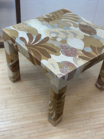 Vintage 60s Mod Fabric Covered Square Side Table