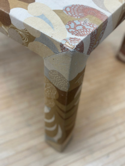 Vintage 60s Mod Fabric Covered Square Side Table