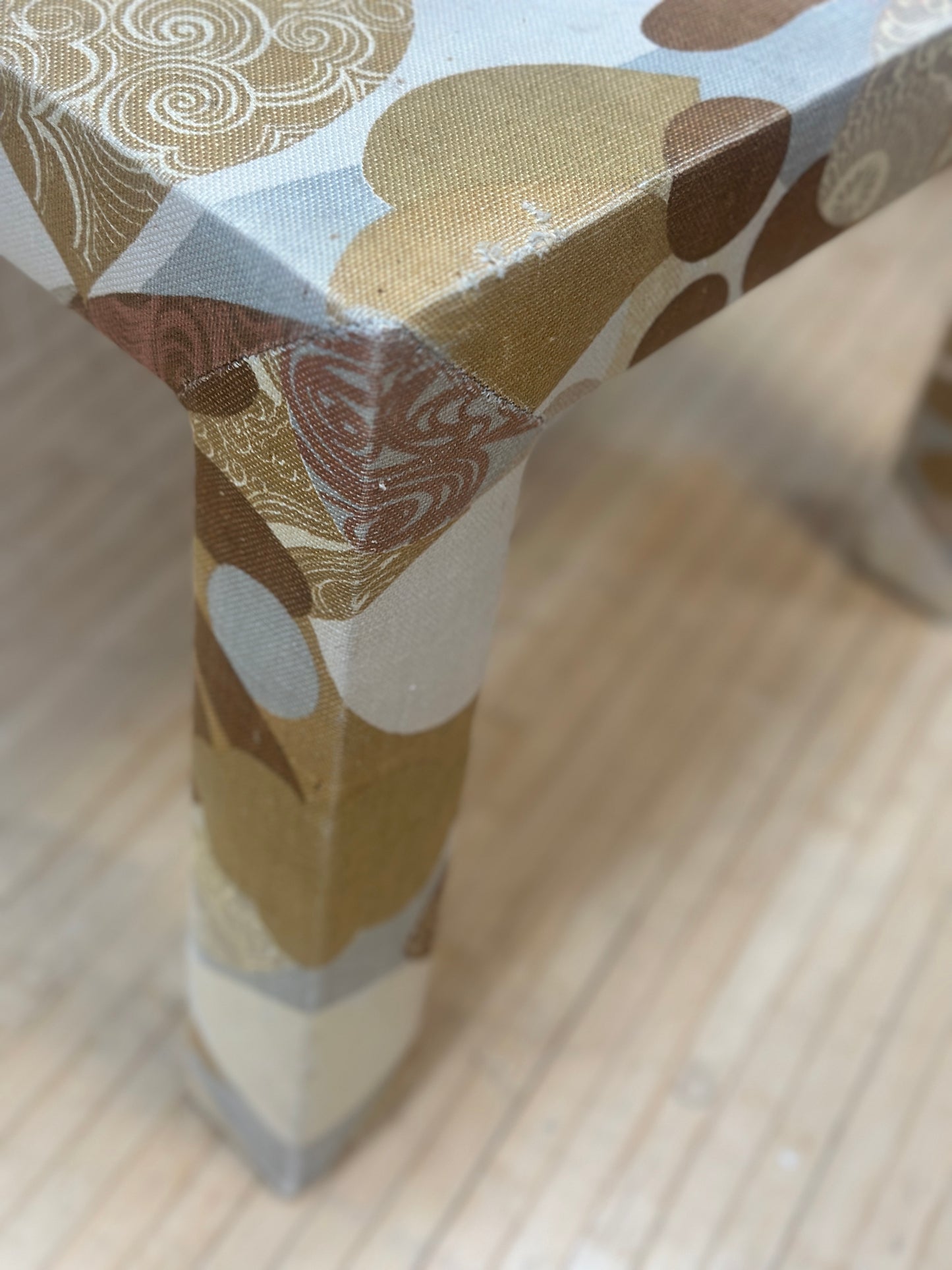Vintage 60s Mod Fabric Covered Square Side Table