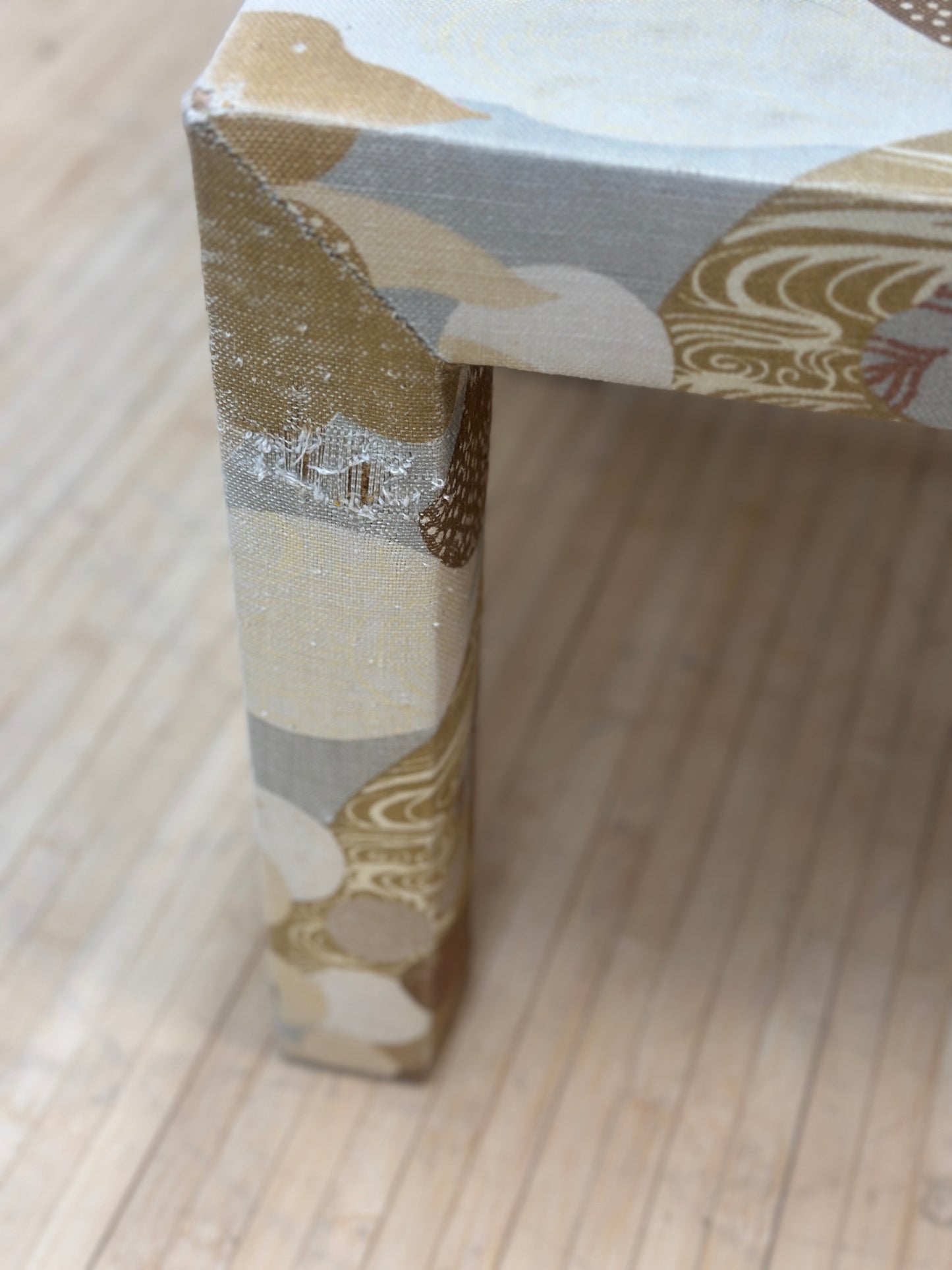 Vintage 60s Mod Fabric Covered Square Side Table
