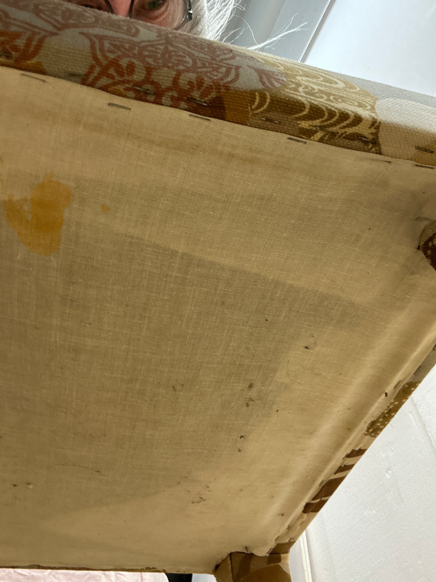Vintage 60s Mod Fabric Covered Square Side Table