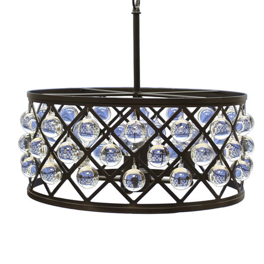 Decorative chandelier with glass balls on a white background