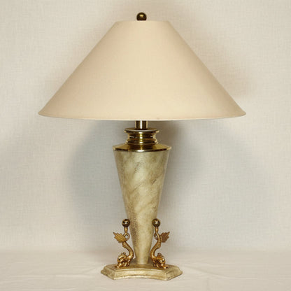 Vintage Polished Travertine Table Lamp by Bauer Lamp Co