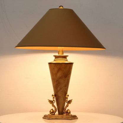 Vintage Polished Travertine Table Lamp by Bauer Lamp Co