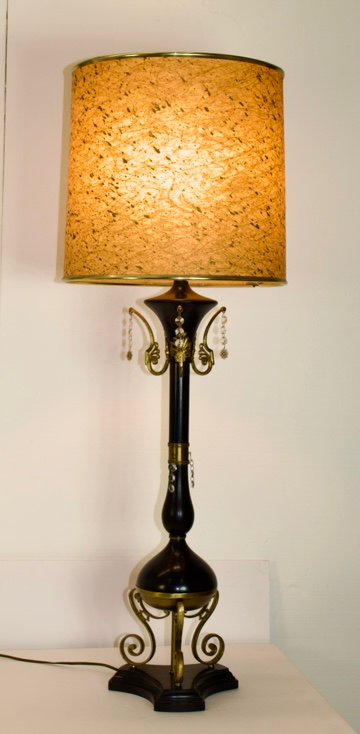 Vintage Black Table lamp with Crystal Accents