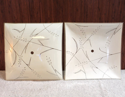 Vintage Square Glass Ceiling Light Shade w/ Wheat Grass Design