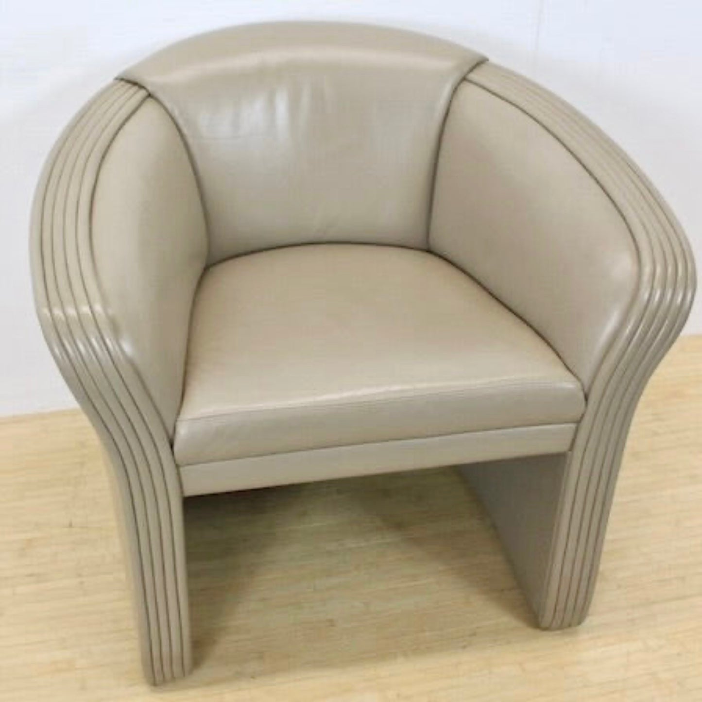 Patrician Furniture Co Leather Armchairs | Pair 1980s Post Modern 