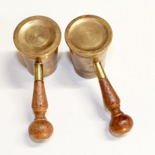 Vintage Brass Barrels Salt & Pepper Shakers, Judges Gavel Shaped Salt and Pepper Shakers