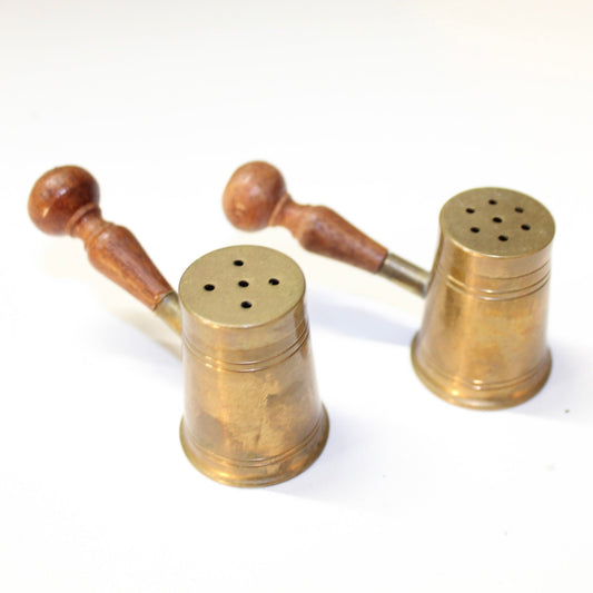 Vintage Brass Barrels Salt & Pepper Shakers
