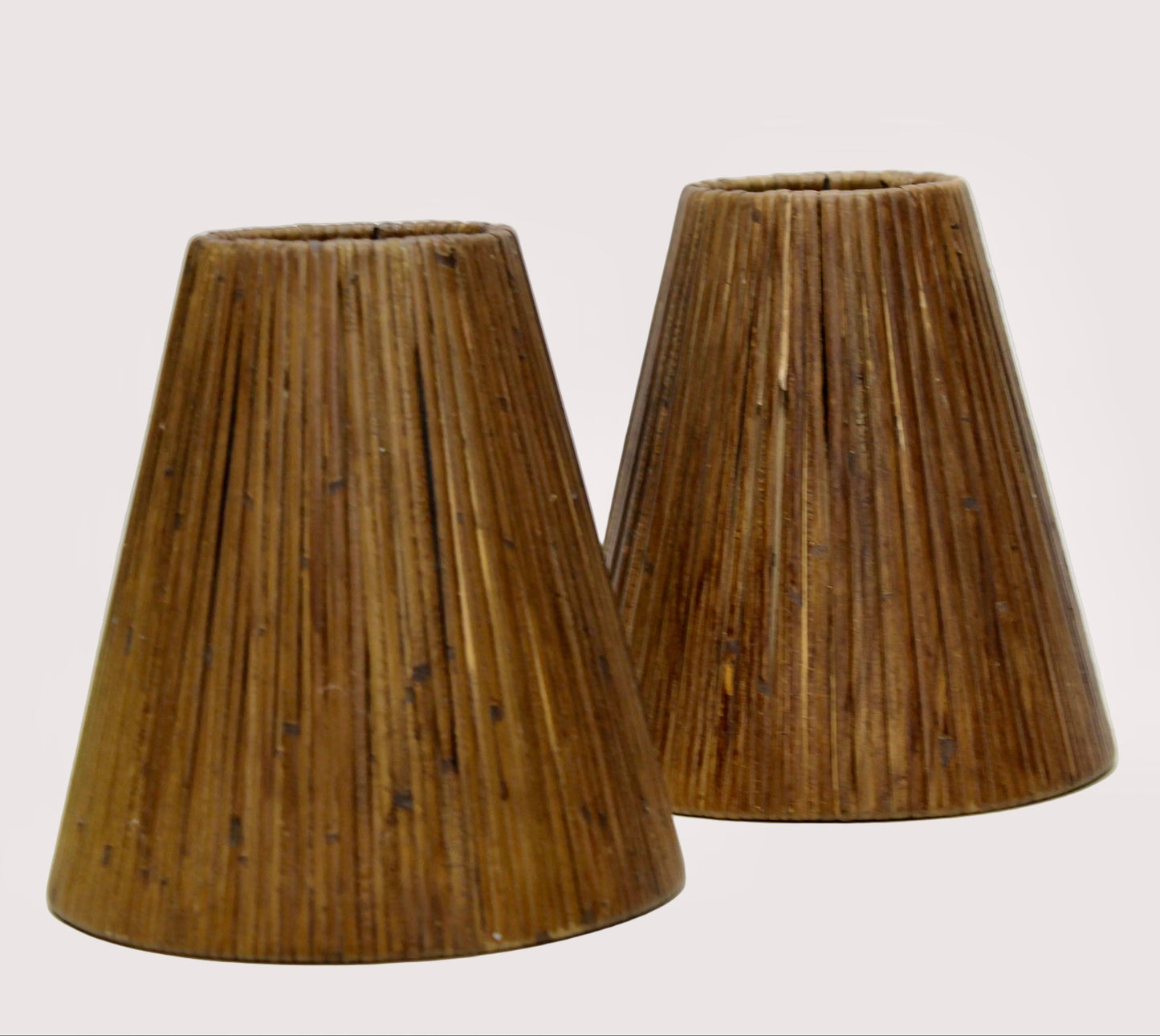 Pair rattan lamp shades 