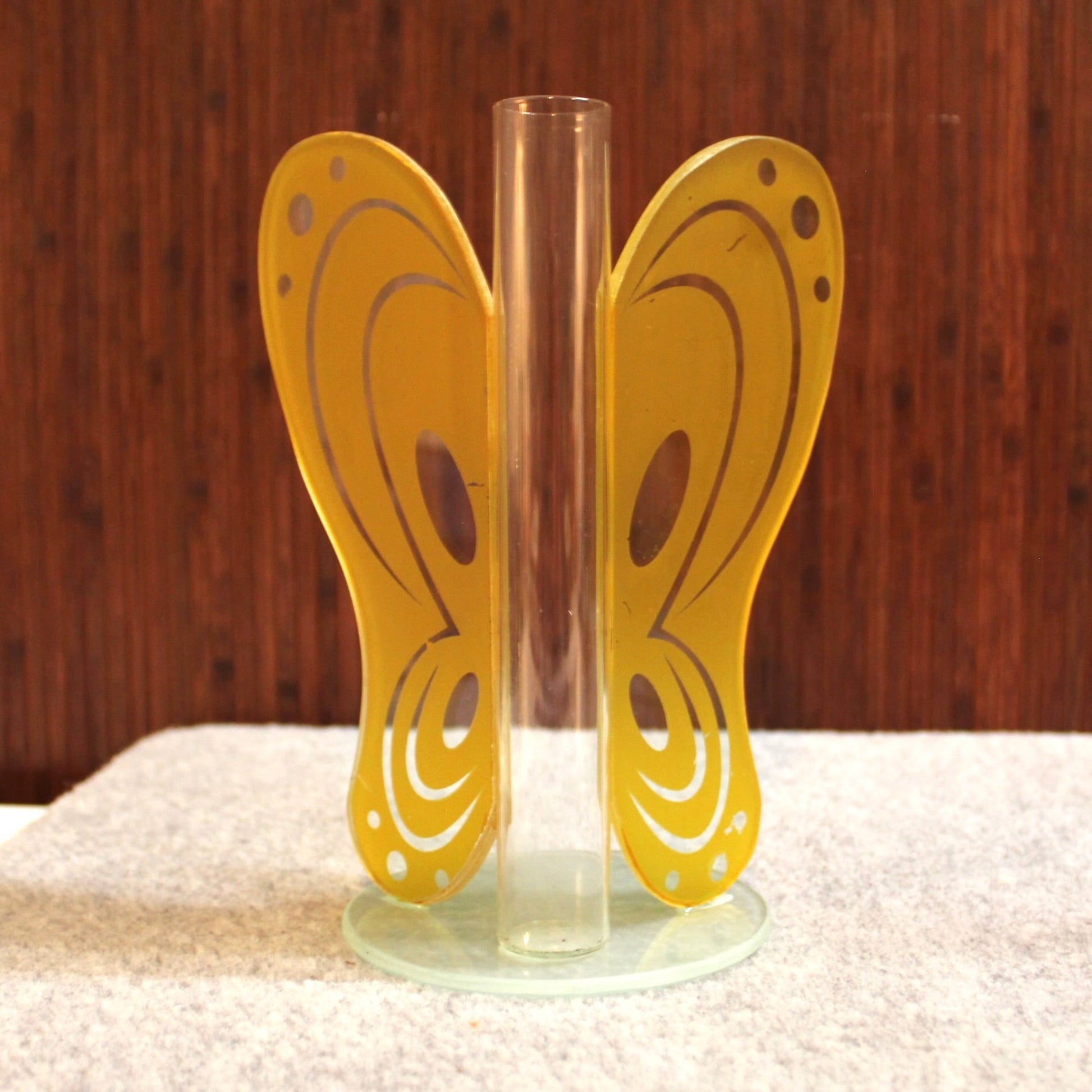 Vintage Glass Butterfly Bud Vase