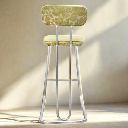 Vintage Art Deco Counter-Height Chrome Stool 